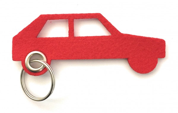 Auto - retro - Filz-Schlüsselanhänger - Farbe: rot - optional mit Gravur / Aufdruck