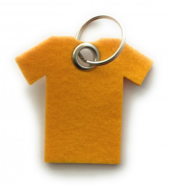 T-Shirt - Filz-Schlüsselanhänger - Farbe: gelb - optional mit Gravur / Aufdruck