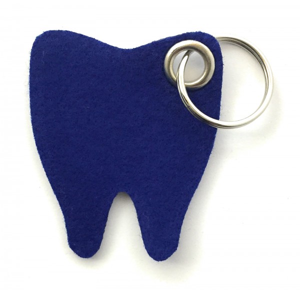 Backen - Zahn - Filz-Schlüsselanhänger - Farbe: royalblau - optional mit Gravur / Aufdruck
