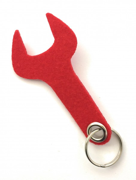 Schraubenschlüssel / Werkzeug - Filz-Schlüsselanhänger - Farbe: rot - optional mit Gravur / Aufdruck