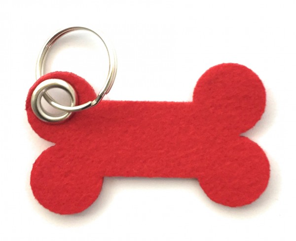 Knochen / Hundeknochen - Filz-Schlüsselanhänger - Farbe: rot - optional mit Gravur / Aufdruck