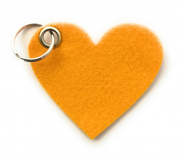 Herz / Liebe /groß - Filz-Schlüsselanhänger - Farbe: gelb - optional mit Gravur / Aufdruck