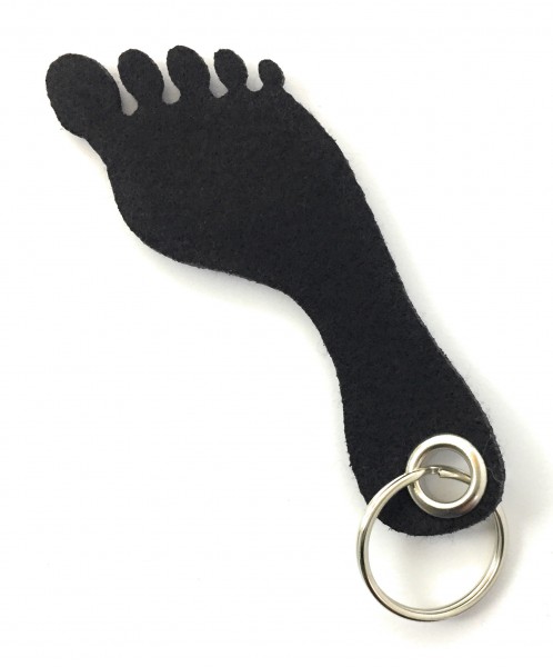 Fuß / Sohle - Filz-Schlüsselanhänger - Farbe: schwarz - optional mit Gravur / Aufdruck