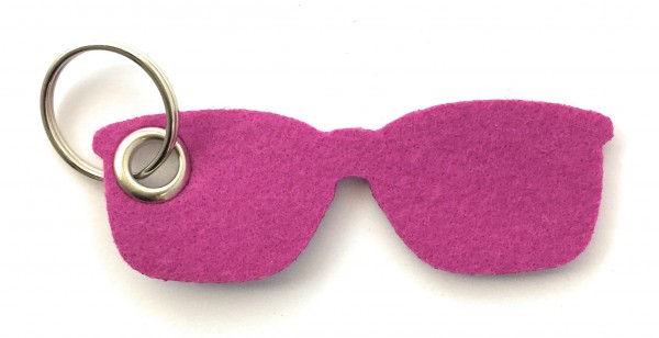 Brille - Filz-Schlüsselanhänger - Farbe: magenta - optional mit Gravur / Aufdruck