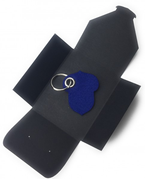 Schlüsselanhänger aus Filz optional mit Namensgravur - Hasel-Nuss / Garten - königsblau als Schlüss