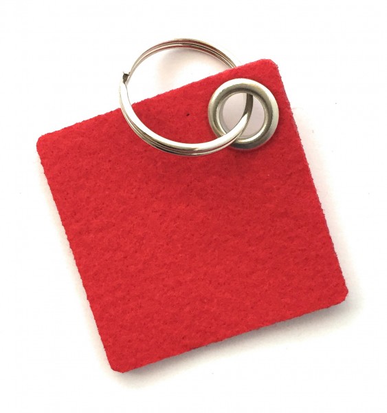 Viereck - Filz-Schlüsselanhänger - Farbe: rot - optional mit Gravur / Aufdruck