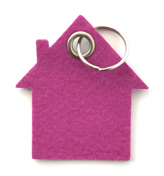 Haus - Filz-Schlüsselanhänger - Farbe: magenta - optional mit Gravur / Aufdruck