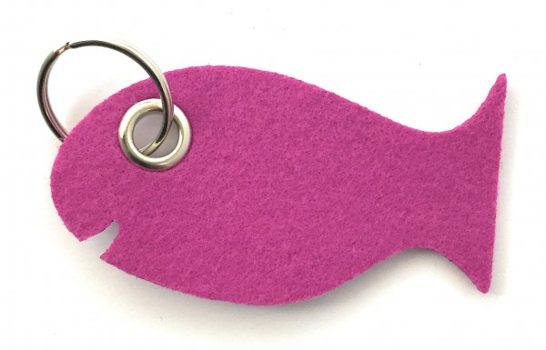 Fisch / Tier - Filz-Schlüsselanhänger - Farbe: magenta - optional mit Gravur / Aufdruck