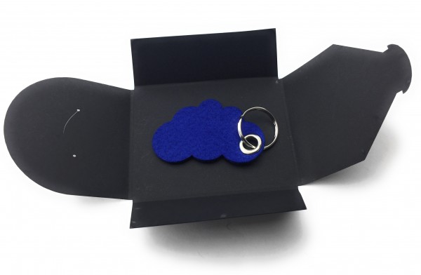 Schlüsselanhänger aus Filz optional mit Namensgravur - Wolke / Cloud - königsblau als Schlüsselanhän