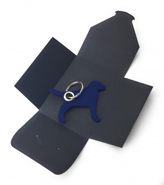 Schlüsselanhänger aus Filz optional mit Namensgravur - Hund / Tier - marineblau als Schlüsselanhänge