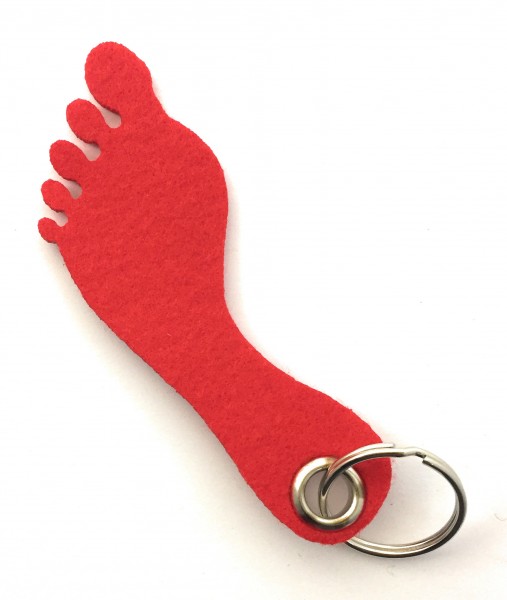 Fuß / Sohle - Filz-Schlüsselanhänger - Farbe: rot - optional mit Gravur / Aufdruck