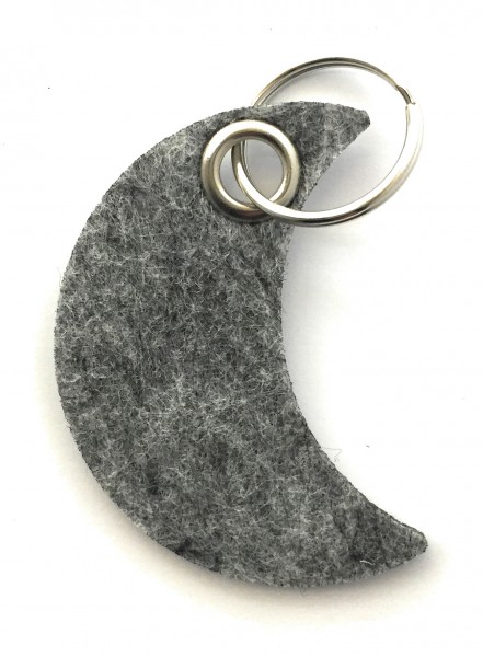 Mond - Filz-Schlüsselanhänger - Farbe: grau meliert - optional mit Gravur / Aufdruck