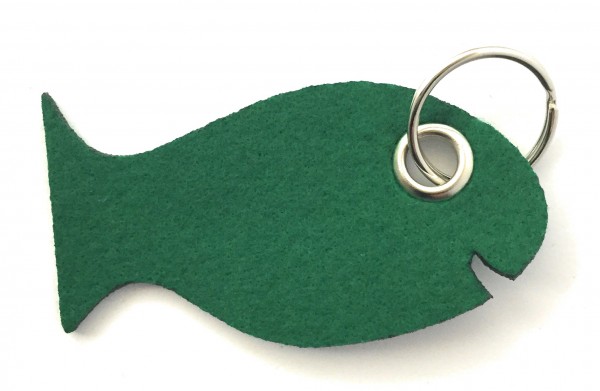 Fisch / Tier - Filz-Schlüsselanhänger - Farbe: waldgrün - optional mit Gravur / Aufdruck