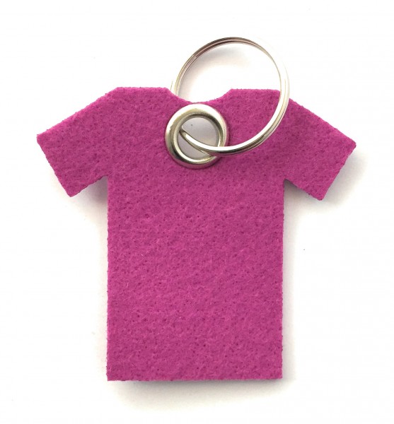 T-Shirt - Filz-Schlüsselanhänger - Farbe: magenta - optional mit Gravur / Aufdruck