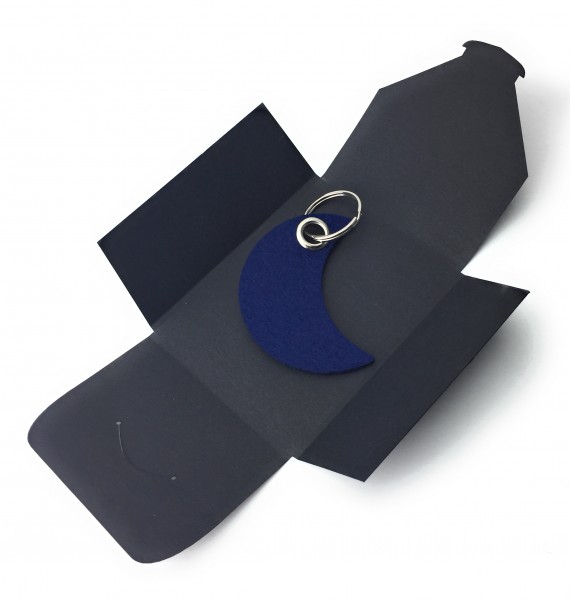 Schlüsselanhänger aus Filz optional mit Namensgravur - Mond / Nacht - marineblau als Schlüsselanhän