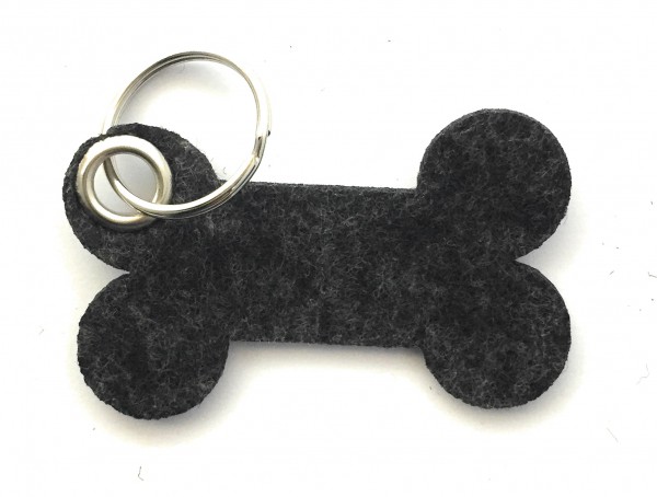 Knochen / Hundeknochen - Filz-Schlüsselanhänger - Farbe: schwarz meliert - optional mit Gravur / Auf