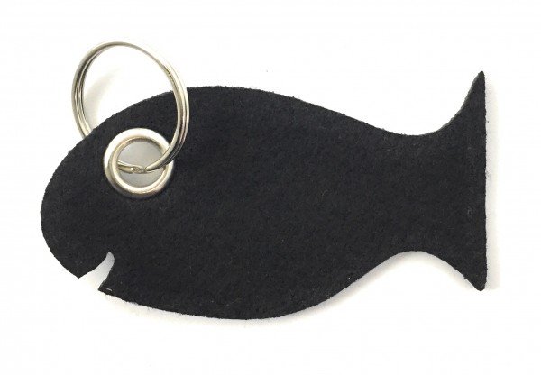 Fisch / Tier - Filz-Schlüsselanhänger - Farbe: schwarz - optional mit Gravur / Aufdruck