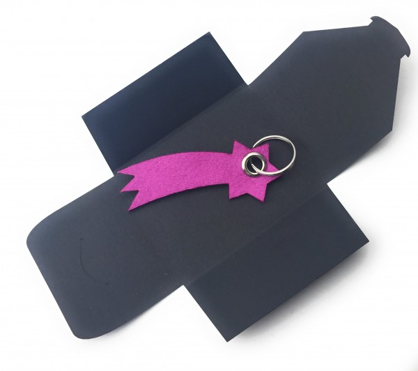 Schlüsselanhänger aus Filz optional mit Namensgravur - Sternschnuppe - pink / magenta als Schlüssel